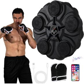 Music Boxing Machine, Wall Mounted Smart Boxing Trainer with Bluetooth Connectivity, Sound Effects, Punching Pads Includes Boxing Gloves Suitable for Adults Kids，Boxing Target for All Environments