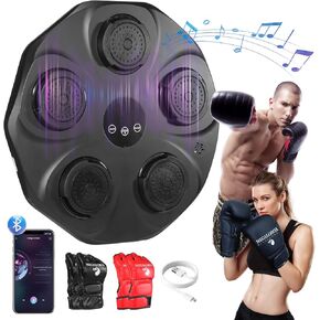 Music Boxing Machine, Interactive Punching Trainer with Boxing Gloves, Large Size Wall Mounted Electronic Boxing Target for Adults Kids