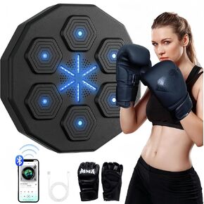 Music Boxing Machine with Gloves, Wall Mounted Smart Musical Boxing Machine, Focus Agility Training Punchine Target, Boxing Music Workout Machine for Adults Kids, Home Gym, Boxing Games