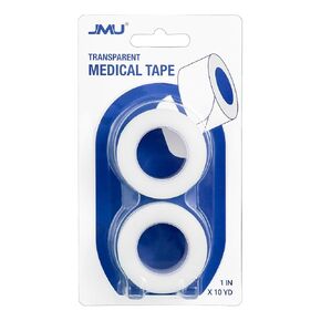 JMU Medical Tape 1" x 10 Yards, 2 Rolls Clear Medical Tape Surgical Tape for Wound Care