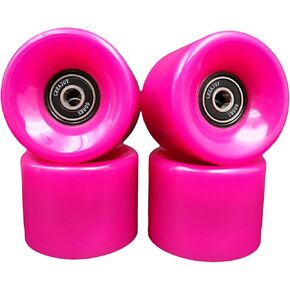 Skateboard Wheels 60mm 95a with Bearings, Set of 4 (Pink)