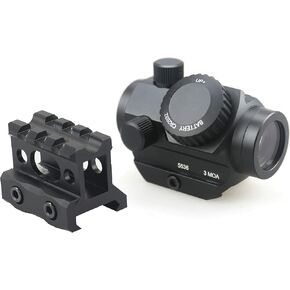 Pinty 3 MOA Red Green Dot Sight Brightness Button Control with 1 inch High Mount Compact Red Dot Scope 1" Riser Mount for Cowitness with Iron Sights Waterproof and Shockproof