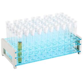 Clear Plastic Test Tubes with Rack, 200 PCS16 x 100 mm Test Tube with Caps and 2PCS 50 Holes Tubes Rack for Scientific Experiments,Candy,Beads,Liquid Storage,Party Decor