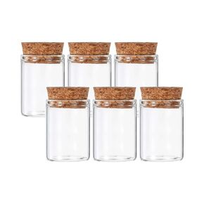 PATIKIL 15ml Test Tubes, 6pcs 1.57x1.18 Glass Clear Flat Bottom Test Tube Containers with Cork Stopper for Bead Party Candy Bath Salt Storage Scientific Experiment Plant Propagation