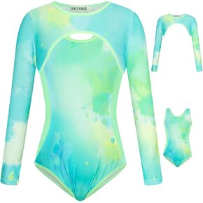GRACE KARIN Girls One Piece Swimsuits Kids Bathing Suits Long Sleeve Swimwear Rash Guard Swim Size 7-14 Years Old