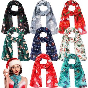 Shinymoon 8 Pcs Christmas Scarf for Women Soft Lightweight Scarf Winter Holiday Scarves for women Girls Gift Christmas Decoration