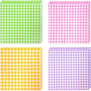 200 Sheets Deli Paper Sheets 12x12", Variety Pack Sandwich Wrapping Paper, Food Basket Liners Deli Wrap Paper, Non-stick Checkered Greaseproof Paper for Bread, Sandwiches, Burger and Burrito
