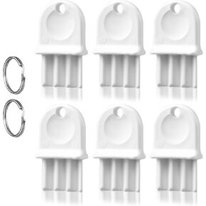 6pcs Toilet Paper Dispenser Key, Universal Paper Towel Dispenser Key Replacement Hard Plastic Waffle Toilet Paper Dispenser Key for Janitors Maintenance Professionals (White)