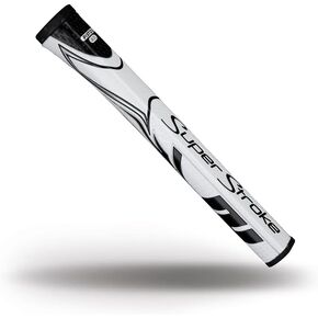 SuperStroke Zenergy Pistol 2.0 Golf Putter Grip with No Taper Enhanced SPYNE Technology, New Multi-Zone Texturing and Tech-Port, White/Black