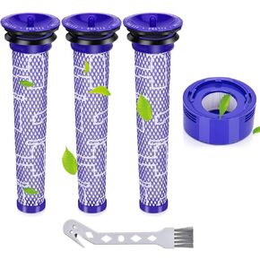 Vacuum Filters Kits for Dyson V8 V7 Absolute Animal Motorhead, 1 HEPA Post-Filters, 3 Pre-Filters, Replaces Parts # 965661-01 and 967478-01