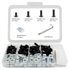 80Pcs 1010 Aluminum Extrusion Hardware Accessories, M6 T Nuts scerws kit for Black 1010 V T Slot Rail Aluminum Extrusion Profile Connectors