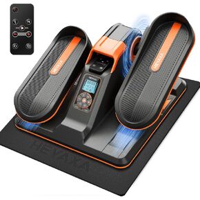 Under Desk Elliptical, Electric Ellipse Leg Exerciser While Sitting for Seniors Adults, Portable Elliptical Machine with LCD Display, Remote Control, Anti-Slip Mat (Orange)