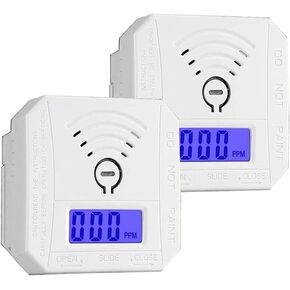 Carbon Monoxide Detector 2 Pack, Battery Operated High Accuracy CO Alarm with Sound Warning and Digital LCD Display (2AAA Batteries NOT Included)
