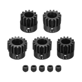 DMiotech M1 13T 14T 15T 16T 17T Steel 5mm Hardened Pinion Motor Gear for RC Car Brushed Replacement Brushless Motors, RC Applications with 5 Pcs Screws & Shaft Coupler for DIY RC Boat Drone