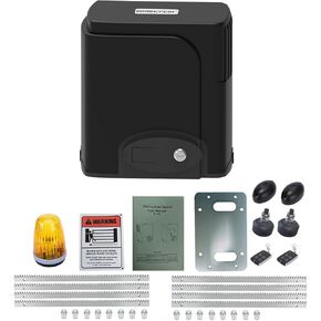 Automatic Rack Sliding Gate Opener Kit- Gear Track Driveway Security Door Operator Hardware with Remotes and Sensor for Slide Gate up to 1300lbs and 40ft (SL1300)