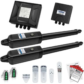 TOPENS A8132 Dual Swing Gate Opener Heavy Duty Automatic Gate Motor for Double Swing Gates Up to 18ft per Arm, Electric Driveway Gate Operator AC Powered with Remote Control Kit Solar Compatible