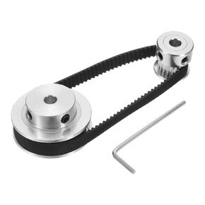 uxcell GT-2 Synchronous Wheel 20&48 Teeth 5mm Bore, Aluminum Alloy Timing Pulley Wheel with 1Pcs Length 200mm Width 6mm Belt for 3D Printer, CNC Machine (20-48T-5B-6)