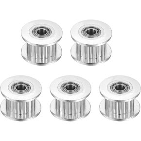 MECCANIXITY 2GT Idler Pulley 20 Teeth 4mm Bore Aluminum Timing Pulley Wheel for 6mm Width 20T Timing Belt for 3D Printer, CNC, Timing Belt-5 Pcs Silver