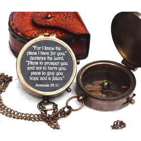 for I Know The Plans I Have for You, Jeremiah 29:11, Solid Brass Engraved Compass, Baptism Gifts for Girls, First Communion Gifts, Men Gifts, First Confirmation Gifts, Christian Baptism Gifts for boy
