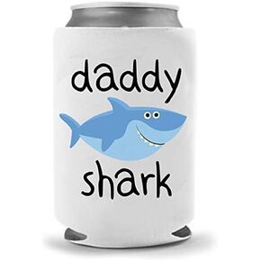 Mommy Daddy Shark Collapsible Neoprene Can Coolies - Insulated Neoprene Can Coolie Huggie Hugger - Funny Party Beer Holders 12oz|16oz (Daddy Shark)