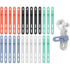 HARFINGTON 10pcs Reusable Cable Ties 4.65" Silicone Adjustable Zip Ties Straps for Electrical Cords Organizer Earphones Phone Charger Home Office Table Desk, Multicolor