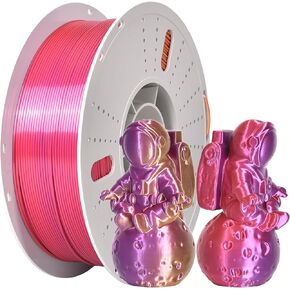PINBALL 1.75mm 1Kg Silk Shiny PLA Most Basic Popular Multicolored Fast Color Change Rainbow 3D Printing Filament, Color Change Gradually Random Quickly, Silk Rainbow Candy