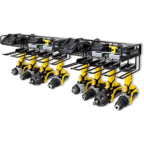 Heavy Duty Tool Organizer, 16" W x 7.48" H x 5.51" D, 4 Wall Mount Anchors, 3.95" Between Slots, Sturdy Steel Construction, Ideal for Power Tools (2 Pack)