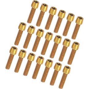 Motoforti Tapered Bolts Screws for MTB Bike Bicycle Stem Durable M5x20mm Socket Head Cap Bolts Screws Nuts Steel Gold Tone (Set of 20) Long-lasting