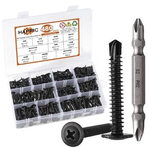 480 Pcs Self Tapping Screws for Metal, #8#10 Sheet Metal Screws 410 Stainless Steel Self Drilling Screws with Cross-Drilled Tail