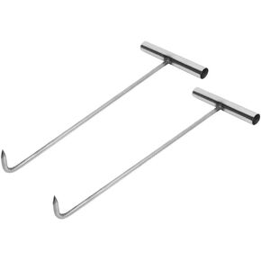 Ciieeo 2pcs Manhole Cover Lifter Stainless Steel T Hook Meat Boning Hook Drain Grate Lifting Tool Storm Drain Cover Pull Hook for Lifting Moving