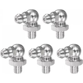 uxcell 201 Stainless Steel 90 Degree Grease Fitting M6 x 1mm Thread Hydraulic Grease Fitting Accessories, 5Pcs