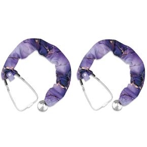 Deep Purple Marble Stethoscope Sleeve 2 Pack Stethoscope Cover Sleeve Washable Fabric Stethoscope Accessories for Nurses Stethoscope Protective Decor Cover