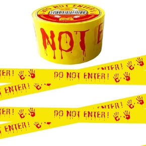 HKZ Halloween Decorations Outdoor Caution Tape - Do Not Enter Yellow Scary Caution Tape Roll with 2 in x 82 Feet for Indoor Barricades,Safety,Parties, Doors and Danger Areas (1, Do Not Enter)