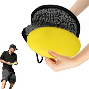 Portable Flying Disc Golf Cleaning Tool with Microfiber, Zipper & Carabiner, Hand Strap for Easy Use