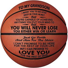 KAAYEE Engraved Basketball for Son from Mom Dad, Engraved Basketball for Grandson, Personalized 29.5" Basketball Gifts, Custom Christmas Birthday Graduation Back to School Gift for Son from Mom Dad
