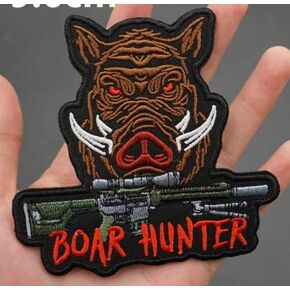 Boar Hunter Wild Hunting Rifle Scope 3.8" Sew On Embroidered Patch for Clothing