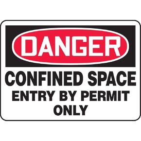 علامة أمان من الألومنيوم Accuform MCSP018VA، Legend "Danger CONFINED Space Entry عن طريق تصريح فقط"، طول 25.4 سم × عرض 35.56 سم، أحمر/أسود على أبيض