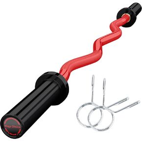 Olympic EZ Curl Barbell Bar, 47" EZ Curl Bar for Weight Lifting, Biceps, triceps, Back/Leg Muscle Group exercise,Chrome Curling Bar Fit 2" Standard Weights - 2 Spring Collars(500lb Weight Capacity)