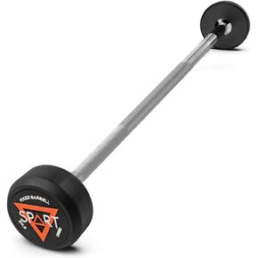 Rubber Coated Fixed Barbell, Pre-Loaded Weights Straight Solid Steel Barbells, Weighted Bar for Weightlifting Exercise, Bodybuilding, Strength Training, Squat Rack & Bench Press