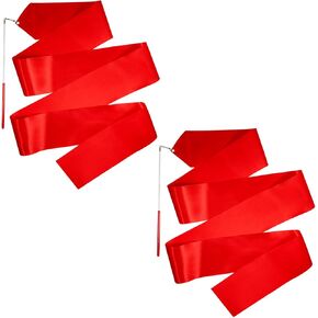 Wide Dance Ribbons Church Praise Worship Flags for Adults Kids, 2 Pack Red Streamer Ribbon Dancer Wand for Kids Gymnastics Party Favors, 8.2 Ft Dancing Ribbon Twirling Wands