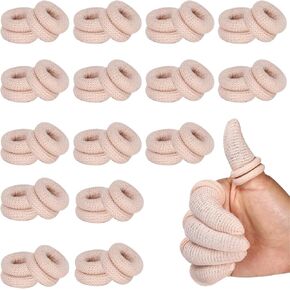 Thumb Bandage Finger Bandages 30 PCS Tubular Finger Stall Bandage Cotton Finger Cots Elastic Fingertip Protectors for Sprains Sports Kitchen Gardening Work