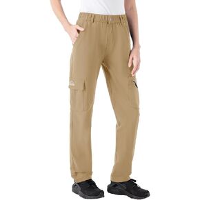 Gopune Cargo Hiking Pants for Women Water Resistant UPF 50+ Quick Dry Travel Work Pants Khaki,L