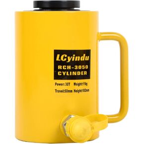 30T Hydraulic Cylinder Jack 2" Stroke Hollow Single Acting Hydraulic Ram Cylinder Hydraulic Lifting Jack Portable for Machinery, Bridge, RCH-3050