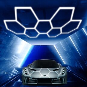 Hexagon LED Garage Light: 33 Pack Updated Bigger Size, 30720LM 256W 6500K Super Bright Car Detailing Ceiling LED Shop Light for Warehouse Workshop Gym Basement Car Care Wash Room