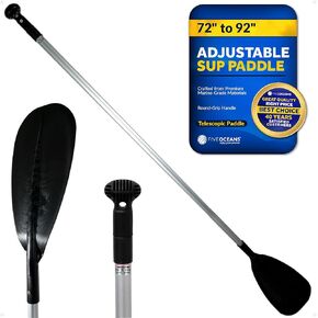 Five Oceans SUP Paddle - Paddle Board Paddle, Paddleboard Paddle - Lightweight Stand-up Paddle Oars for Paddleboard - Paddle for Paddle Board Adjustable Aluminum Shaft from 72" to 92", Black - FO4716