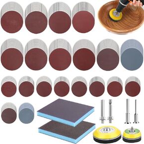 SUNJOYCO 160PCS Sanding Discs Pad Set, 3"& 2" Wet Dry Sandpaper Drill Polishing Kit, Hook and Loop Backing Pad with 1/8"&1/4" Shank, 80-3000 Grit