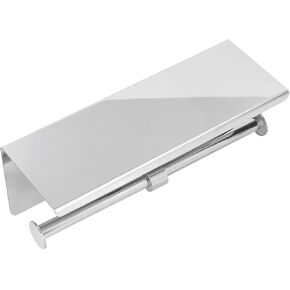 Toilet Paper Holder with Shelf, Double Toilet Paper Holder Wall Mount Stainless Steel Dual Tissue Roll Holder Dispenser Commercial Toilet Paper Dispenser for Bathroom (Silver)
