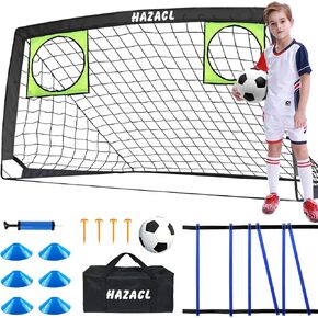 Kids Soccer Goal for Backyard, 6x4 9x5 FT Portable Soccer Nets Pop Up with Ball, Agility Ladder, Cones, Target & Carry Bag for Toddler Youth Outdoor Indoor Training Practice Sports Games Play