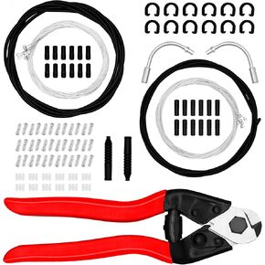 103PCS Universal Bike Brake Cable Kit with Stainless Steel Bike Cable Cutter, Bike Brake Cable and Shifter Cable for Mountain Road Bicycle Repair, Cable End Caps, C Buckles, V Brake Cable Guide Inside