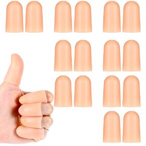 16 Packs Gel Finger Cots Silicone Fingertip Support Protector Caps Cracking Finger Bandages Sleeve Nude Reusable Thumb Finger Tips Cover Golves for Hand Wound Cut Prevent Biting Pain Relief